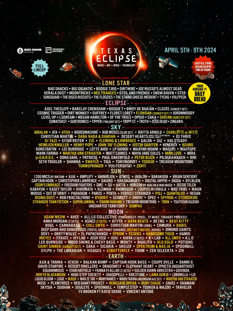 Texas Eclipse Music Lineup